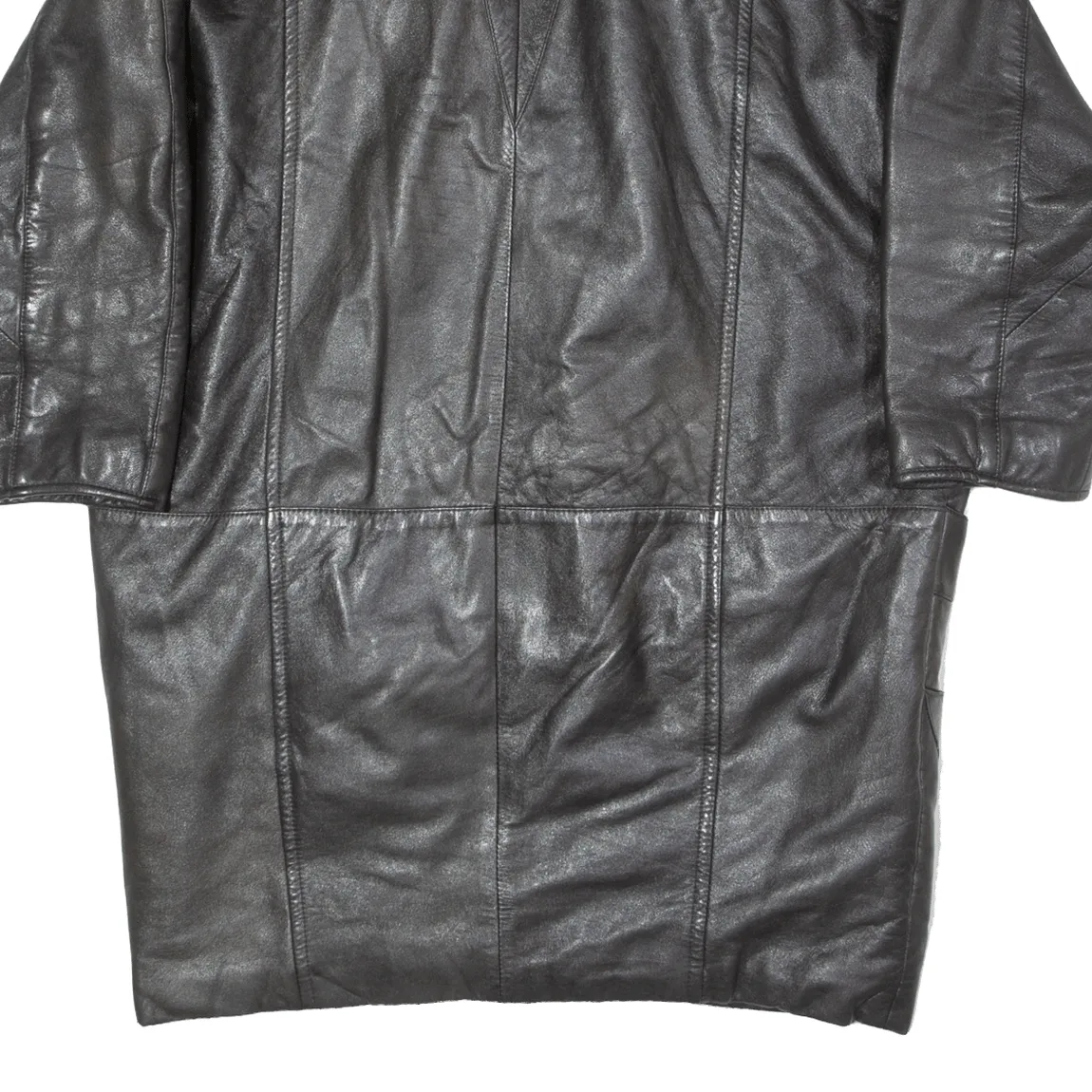3/4 Sleeve Womens Overcoat Coat Black Leather 90s 2XL