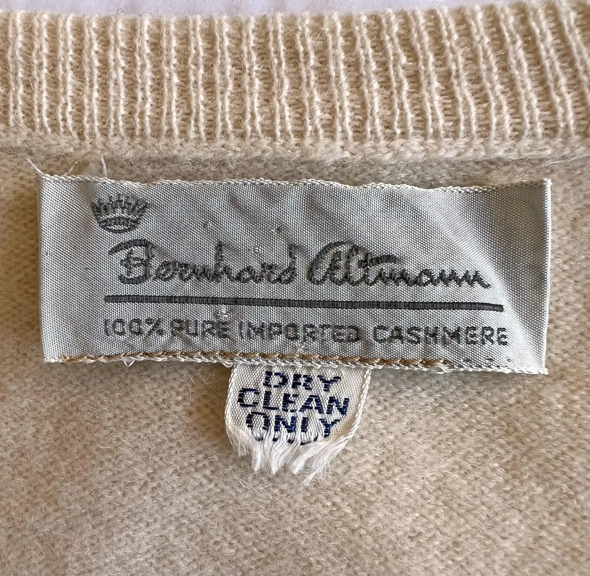 50s Cashmere Cardigan Women's Sweater 60s Vintage Intarsia Leather Plants Bernhard Altmann VFG