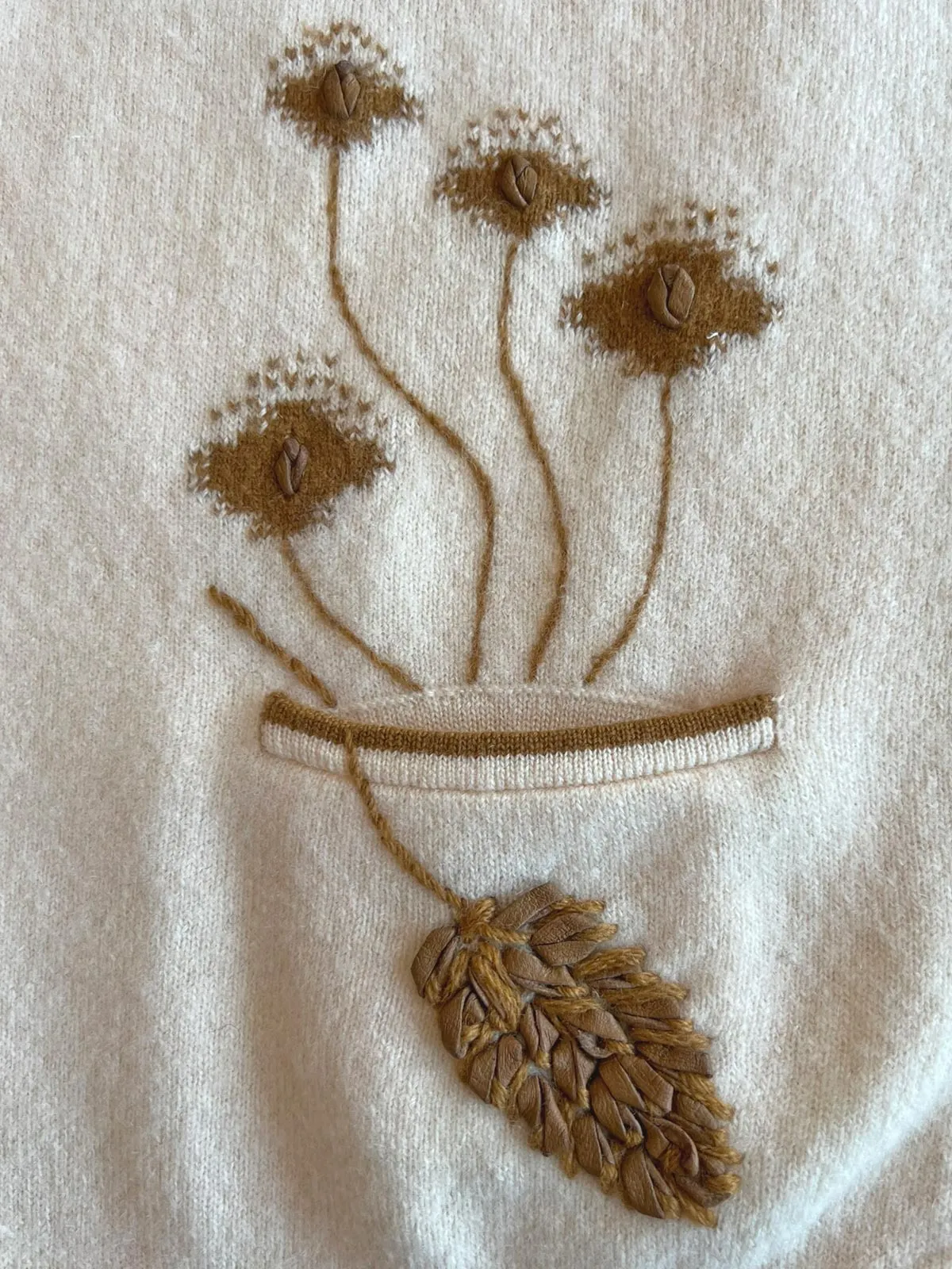 50s Cashmere Cardigan Women's Sweater 60s Vintage Intarsia Leather Plants Bernhard Altmann VFG