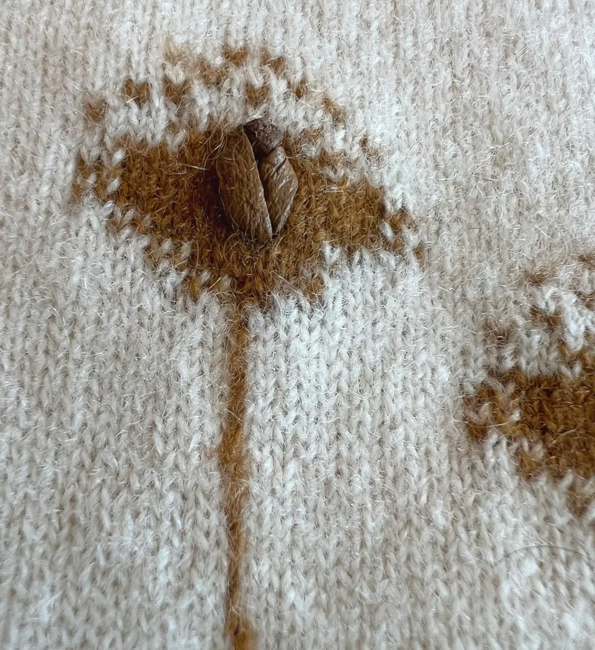 50s Cashmere Cardigan Women's Sweater 60s Vintage Intarsia Leather Plants Bernhard Altmann VFG