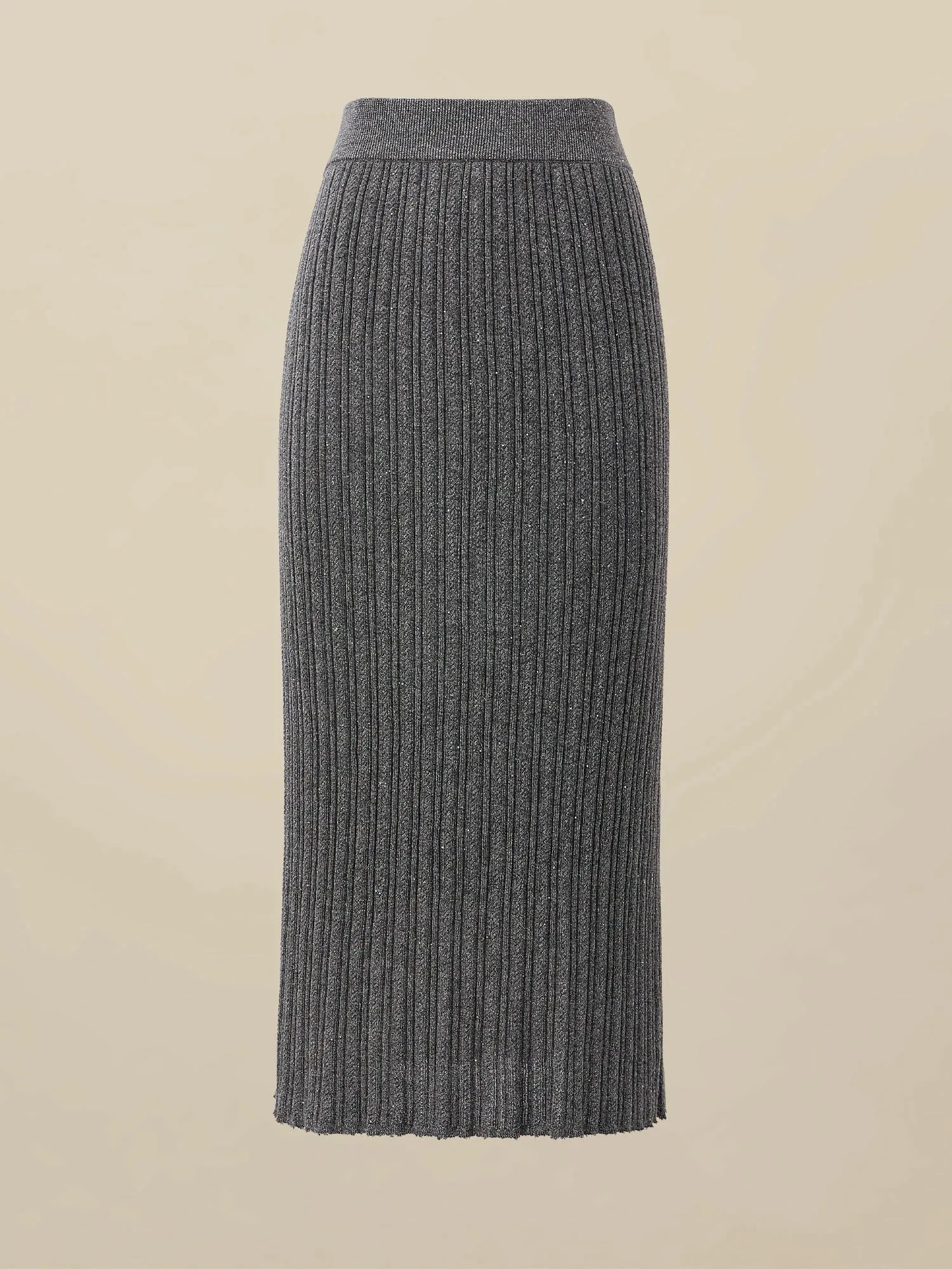 Amoretu Women's Gold Silver Yarn Straight Knit Skirt
