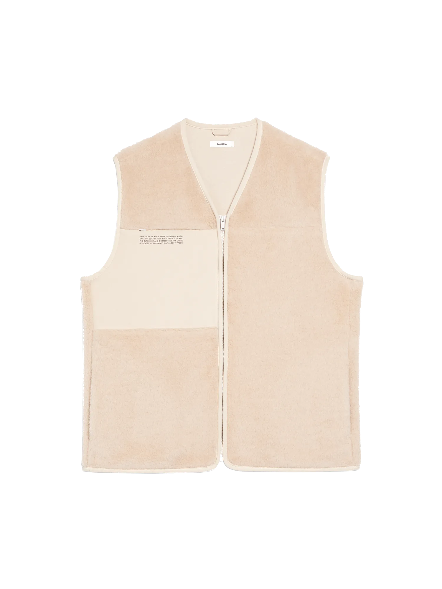 Archive Mens Recycled Wool Fleece Gilet—sand