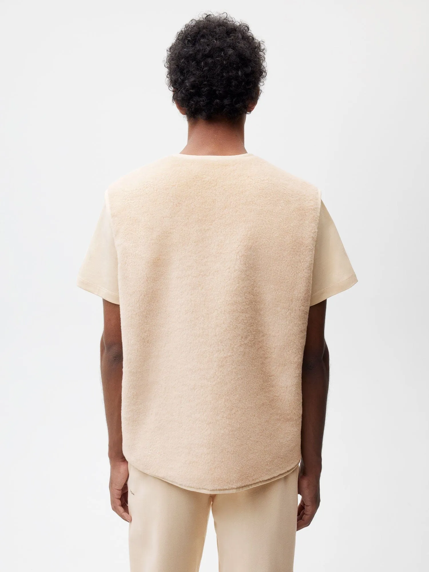 Archive Mens Recycled Wool Fleece Gilet—sand