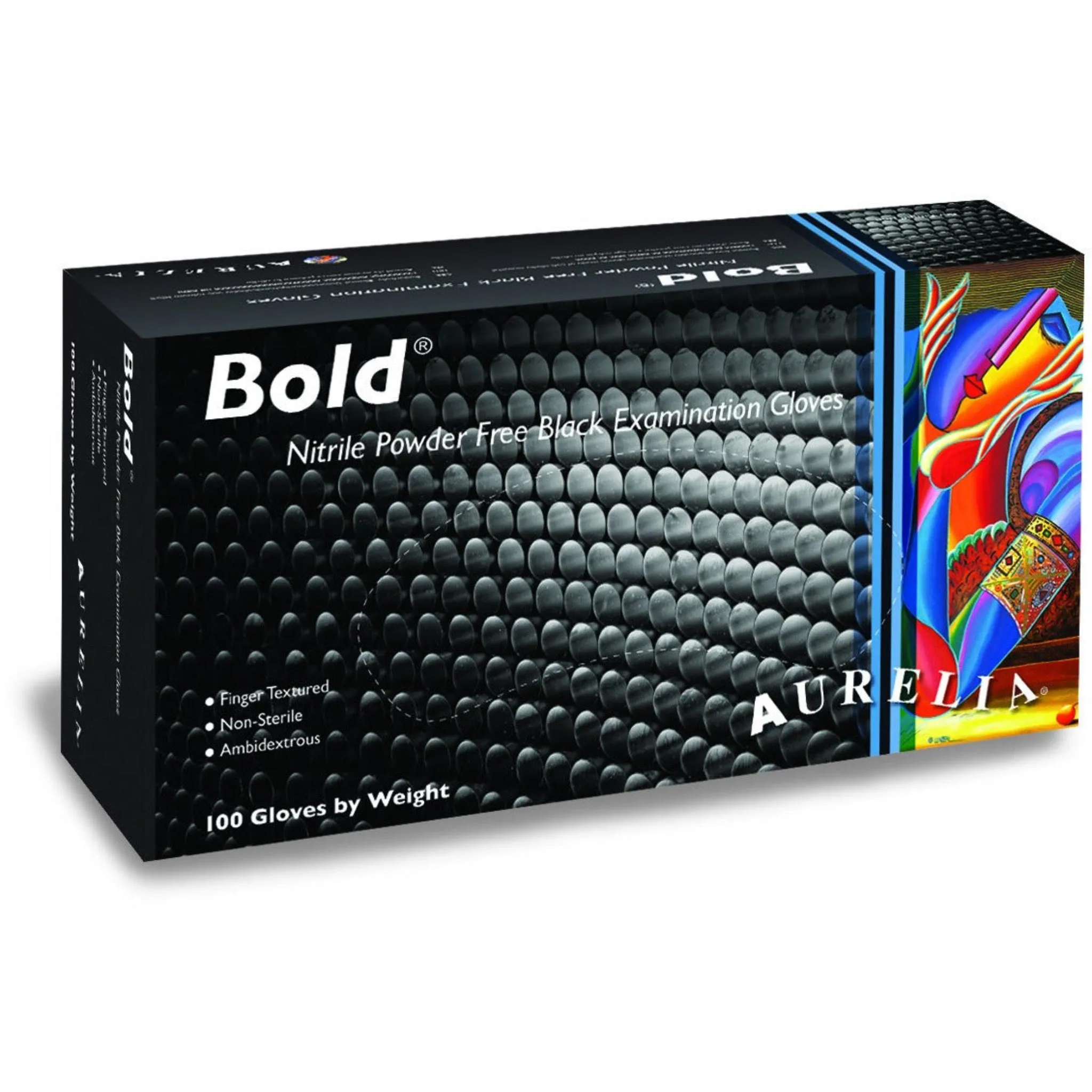 Aurelia Bold Nitrile Powder Free Black Examination Gloves 7399 (Case of 10 Boxes)
