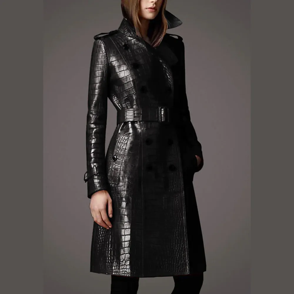 Autumn Leather Trench Coat