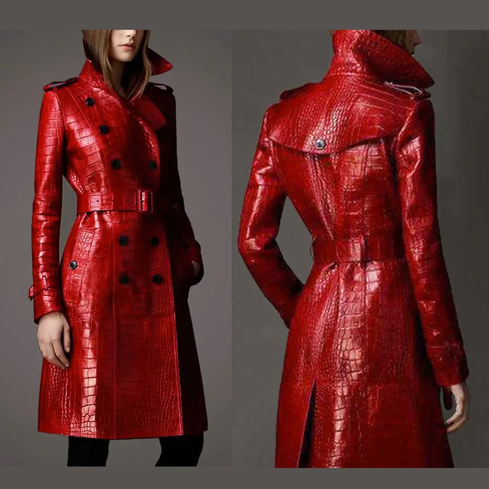 Autumn Leather Trench Coat