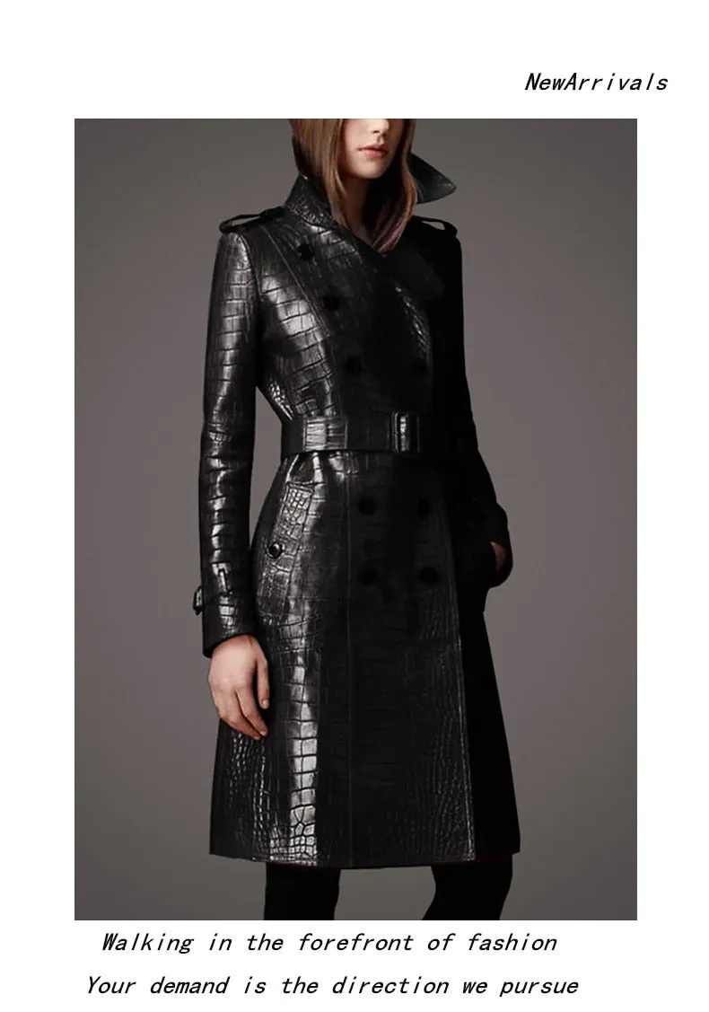 Autumn Leather Trench Coat