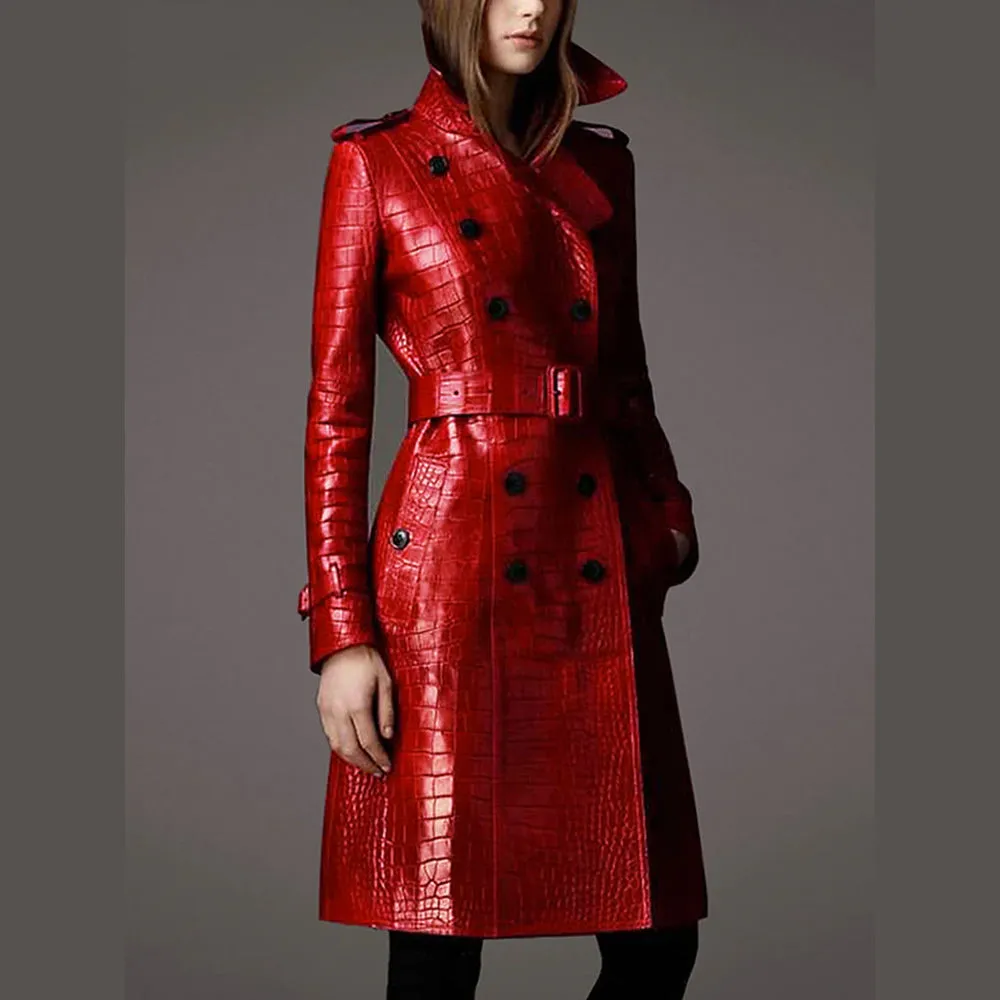 Autumn Leather Trench Coat