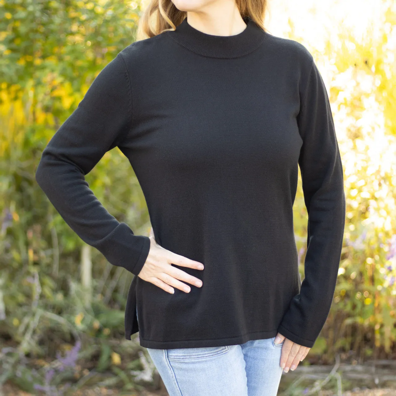 Black Mock Neck Sweater