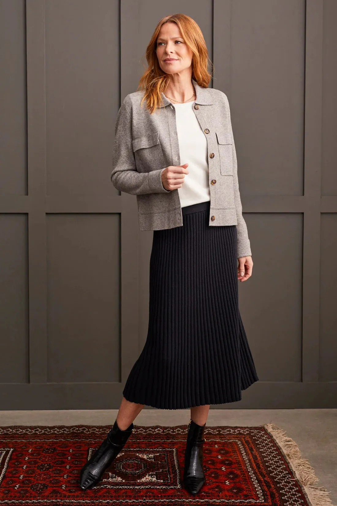 Boat Neck Sweater With Button Sleeve