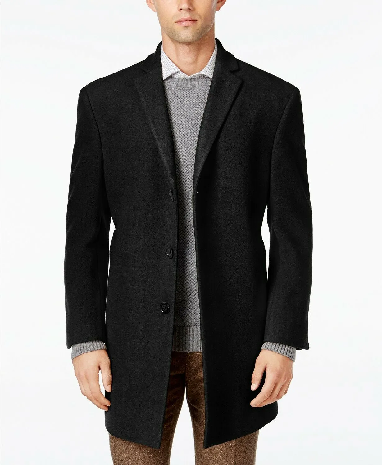 Calvin Klein Mens Slim fit Overcoat Coat 42 L Black