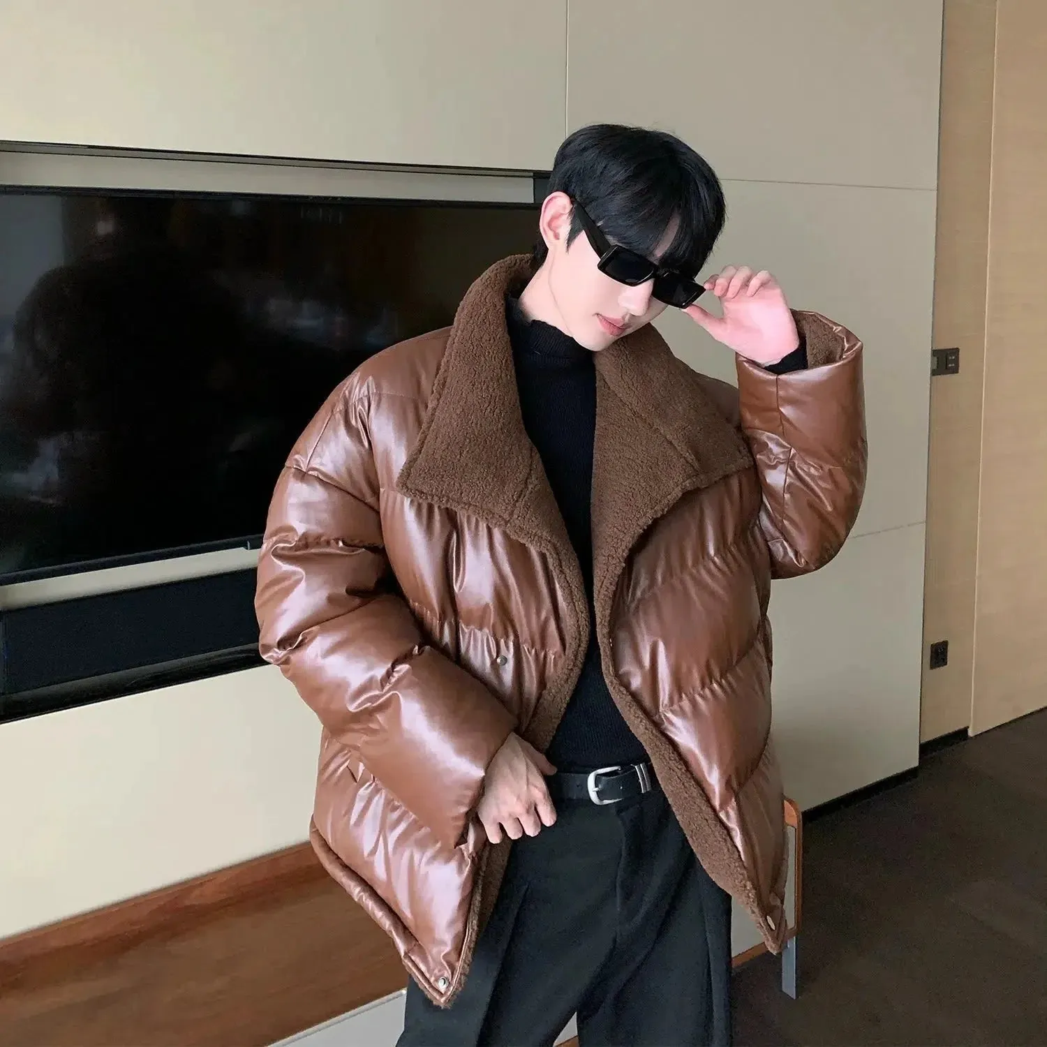 ChicMy-Fall Outfits -Autumn/Winter Coat Jacket INS Style Street Fashion Lamb Velvet Puffer Leather Jacket