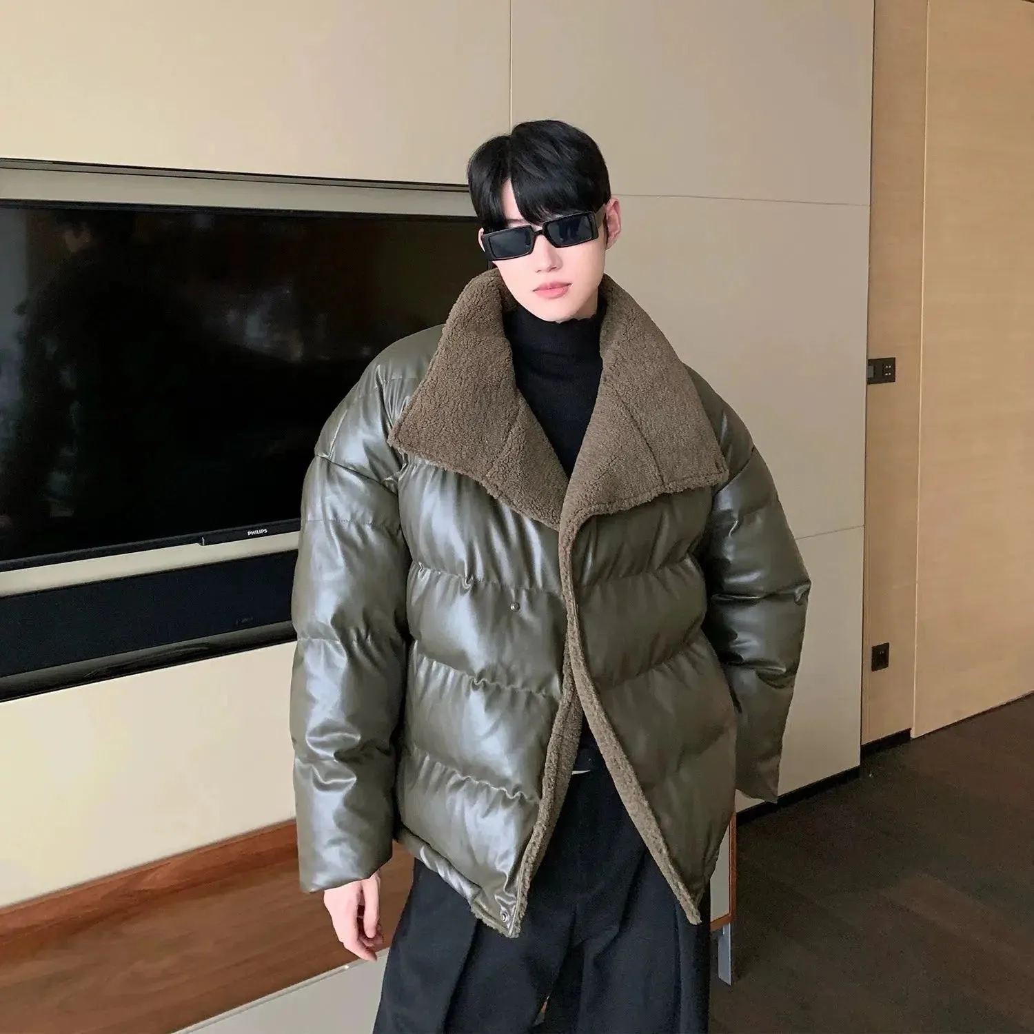 ChicMy-Fall Outfits -Autumn/Winter Coat Jacket INS Style Street Fashion Lamb Velvet Puffer Leather Jacket