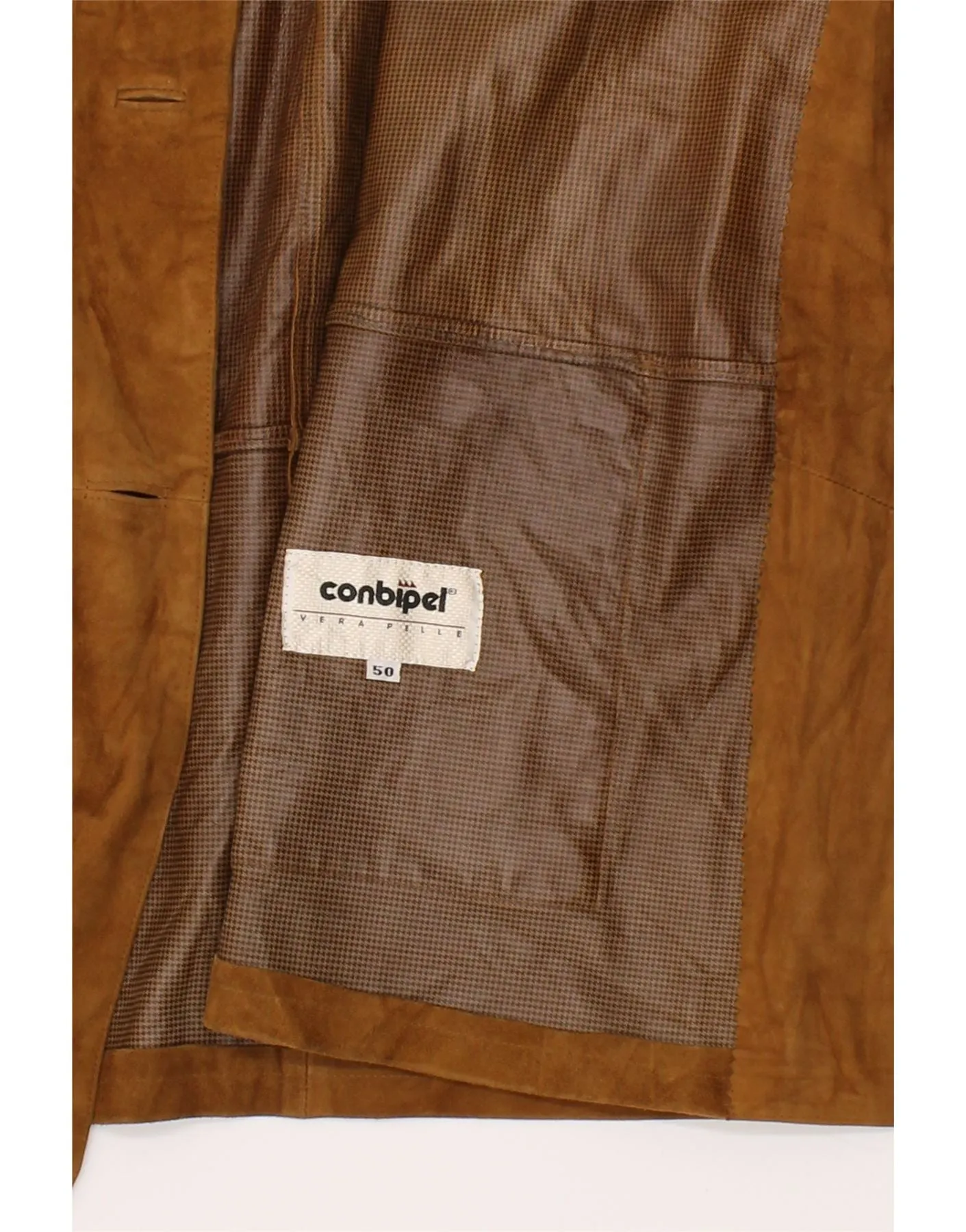 CONBIPEL Womens Suede Overcoat IT 50 XL Brown Leather