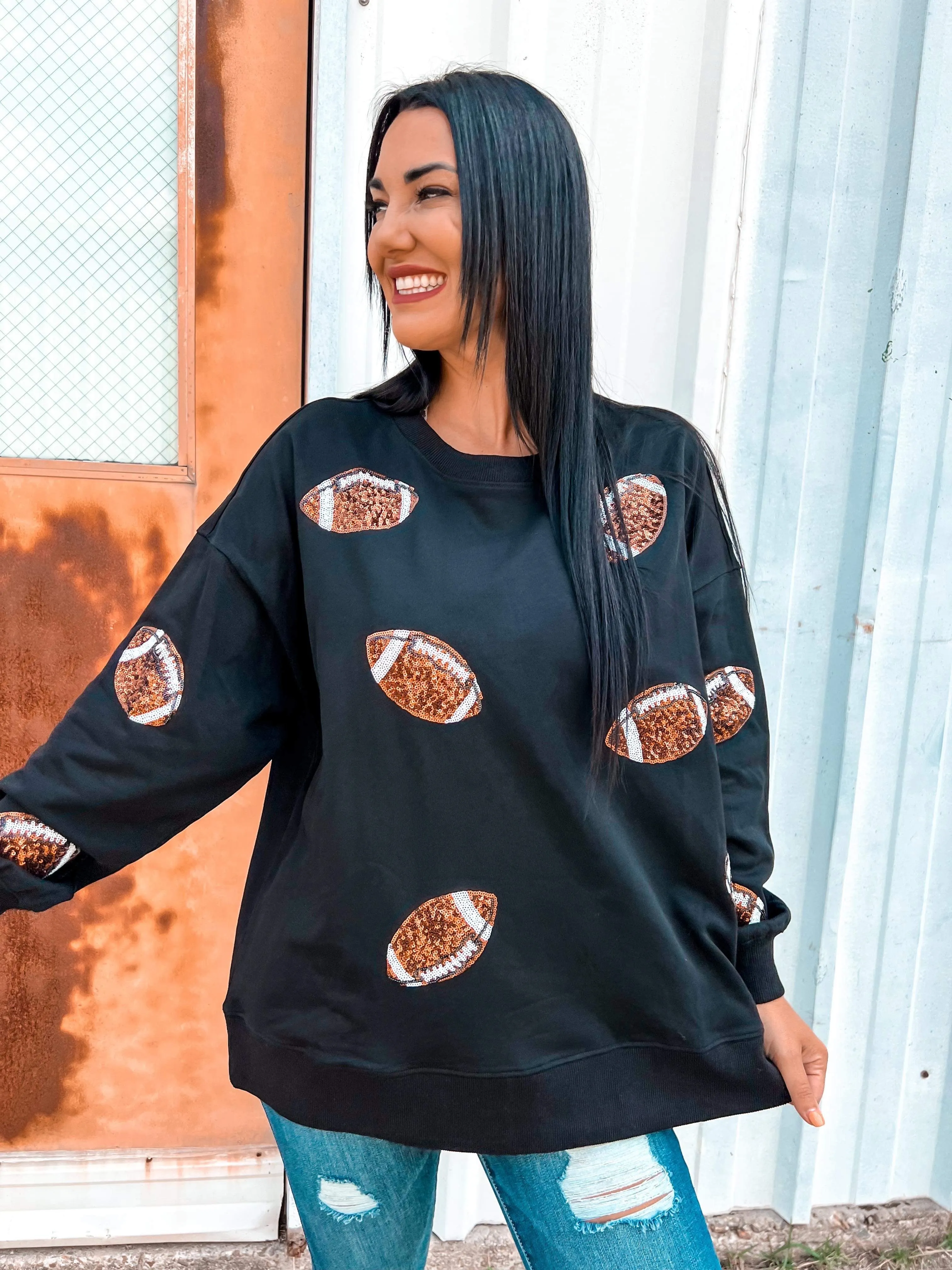Football Sequin Pullover