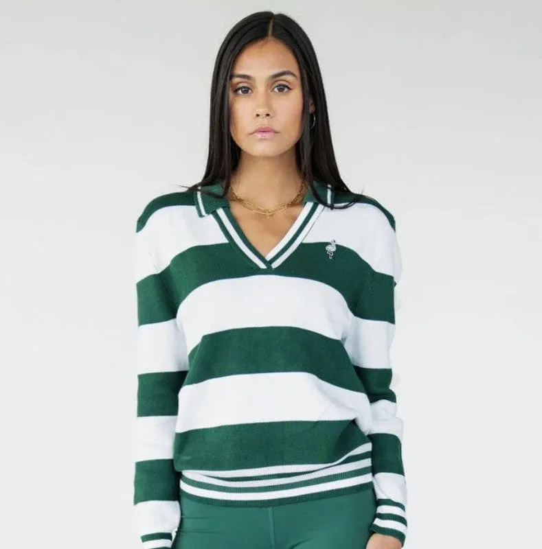 Fore All Iris Sweater - Green & White Stripes