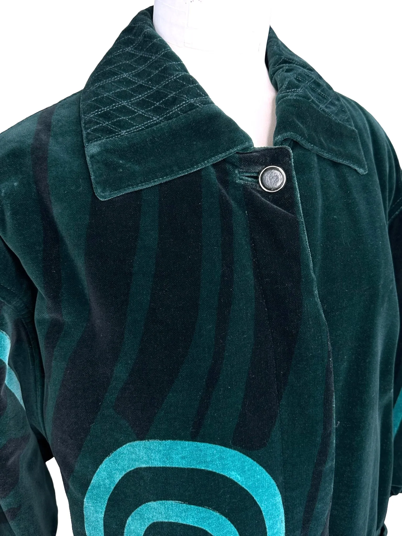 Green Velvet Oversized Coat - L