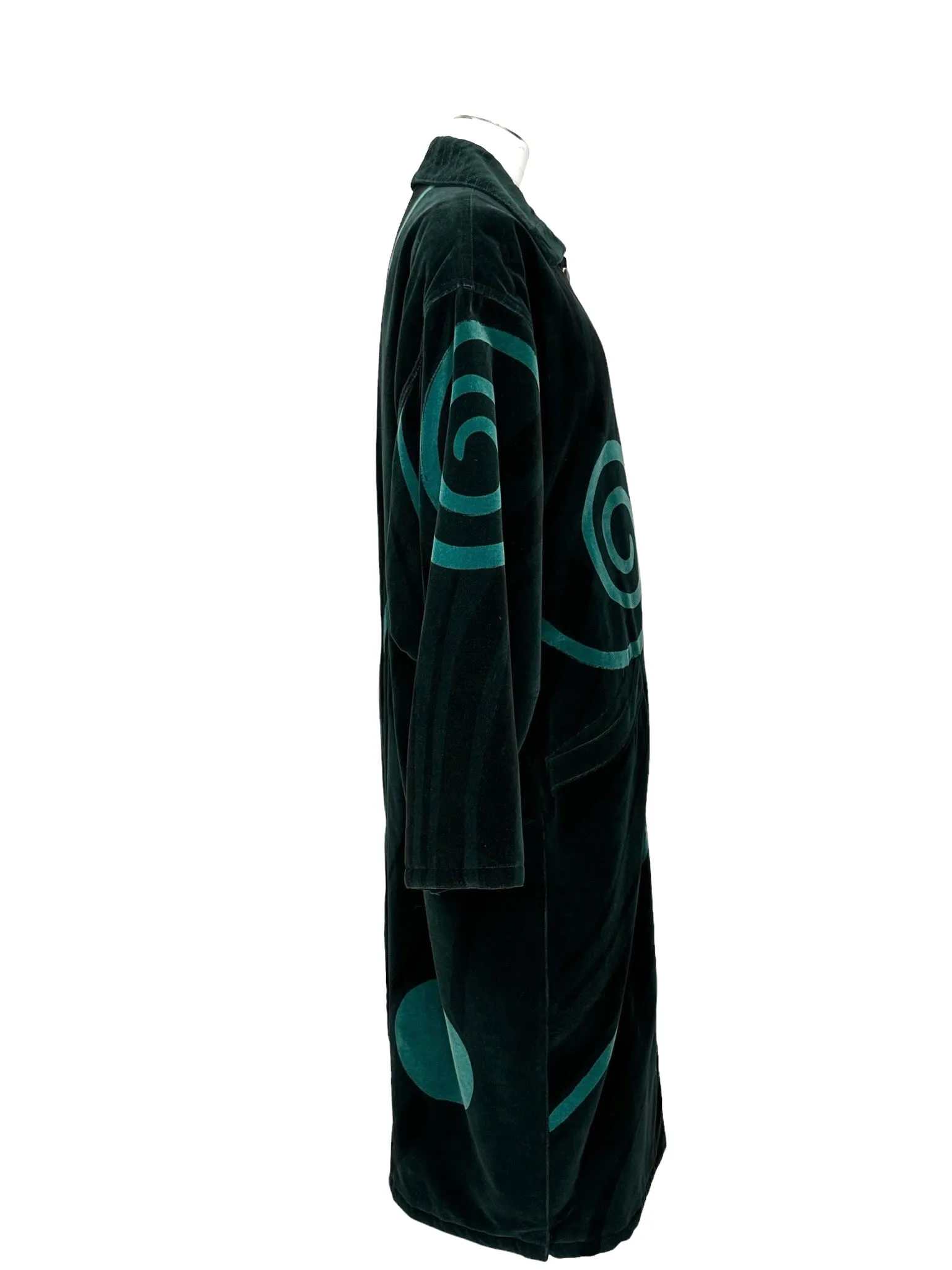 Green Velvet Oversized Coat - L