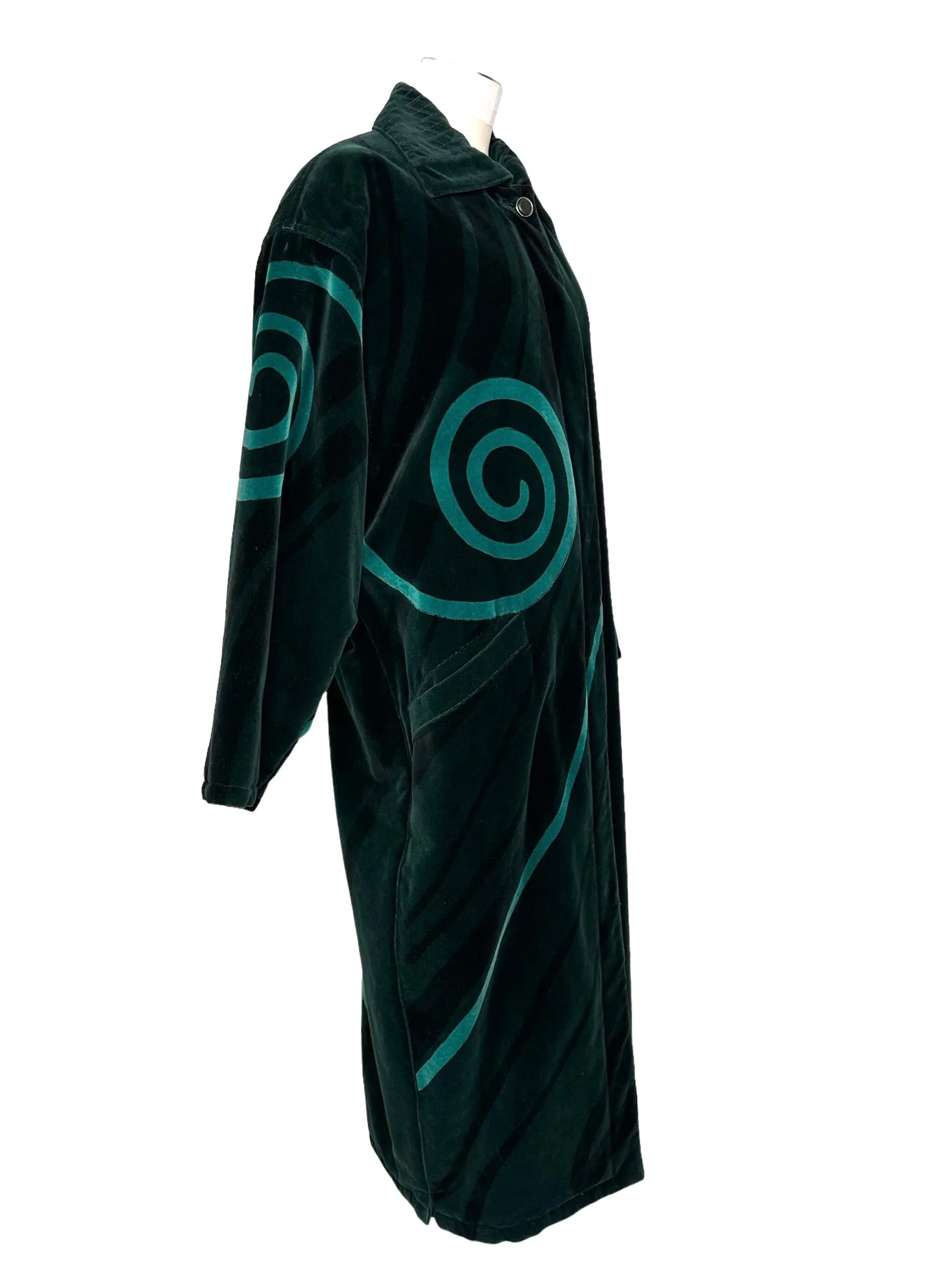 Green Velvet Oversized Coat - L
