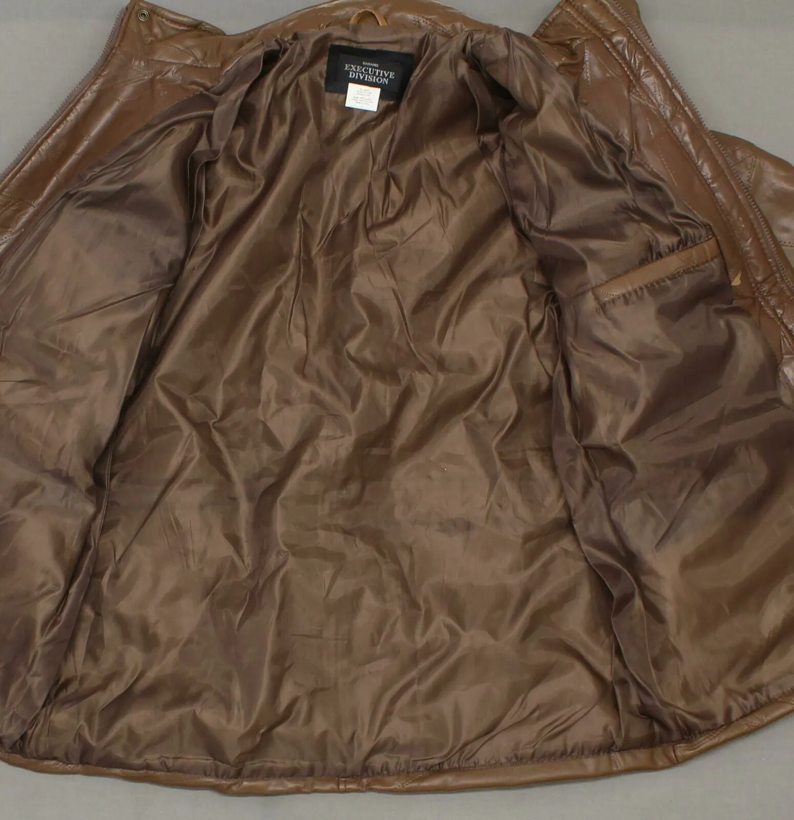 Haband Executive Division Men's Leather Lined Coat Jacket Brown Large