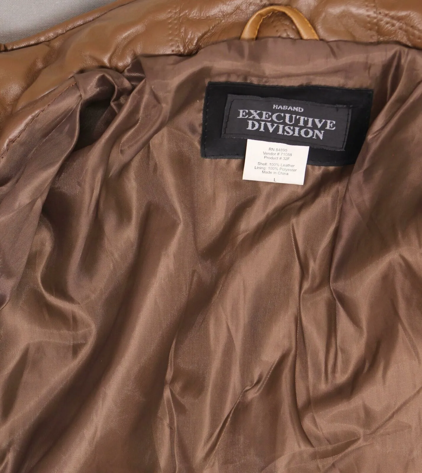 Haband Executive Division Men's Leather Lined Coat Jacket Brown Large