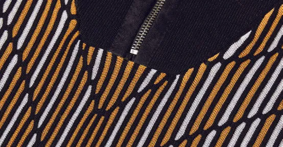 Inserch Intarsia Panel Half-Zip Sweater SW608-01 Black