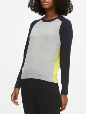 Italian Merino-Blend Raglan Sweater in Blue