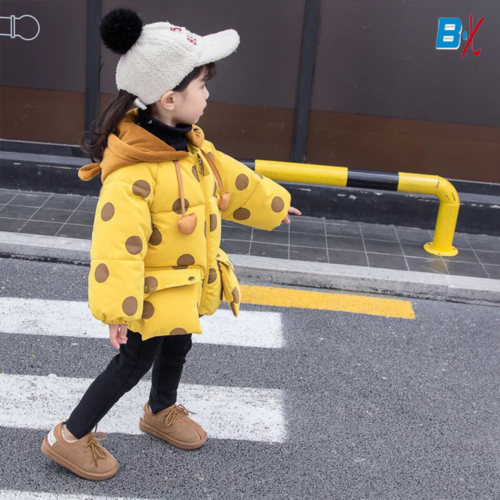 JK Polka Dots Velvet Cap Mustard Puffer Jacket 10115