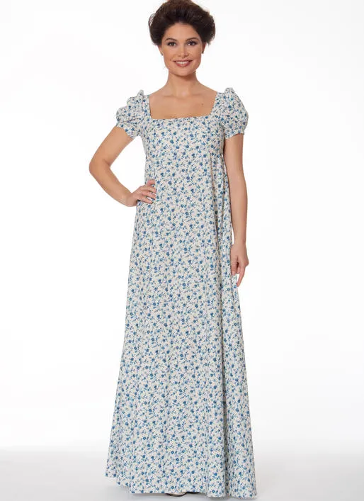M7493 Cropped Jacket, Floor-Length Coat and A-Line, Square-Neck Dress