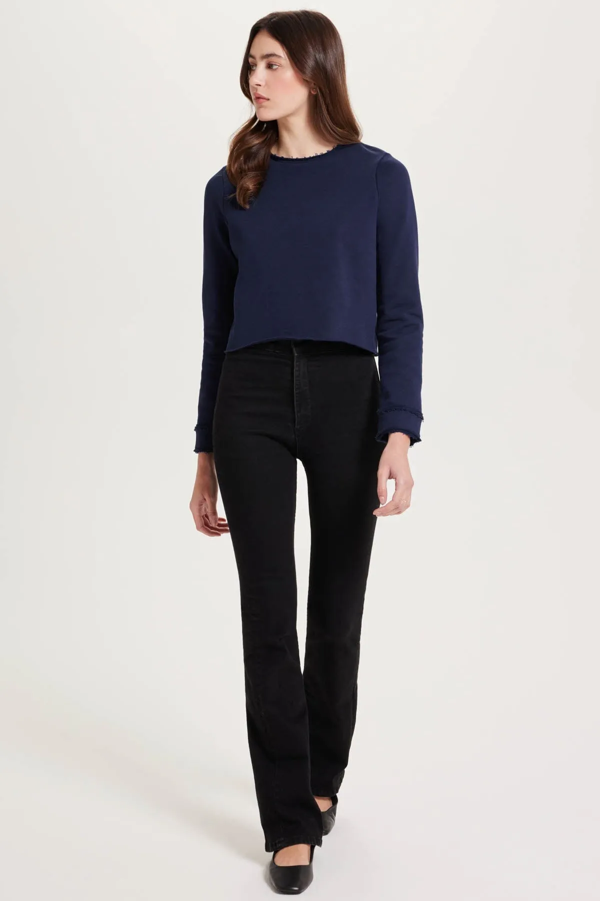 Melrose Frayed Crop Sweatshirt