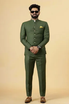 Men's Green Traditional Wear, Perfect Jodhpuri Suit for Wedding and Festivals