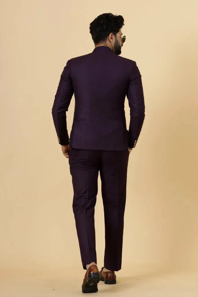 Men's Purple Wedding Jodhpuri Suit, Exclusive Suit for Special Occasion