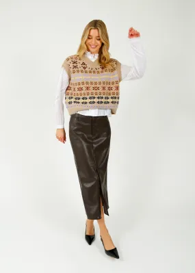 MM Valvola Knit Vest in Camel Jacquard