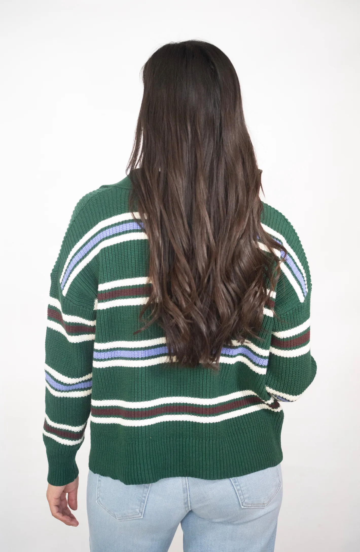 Morning Made Green Striped Sweater