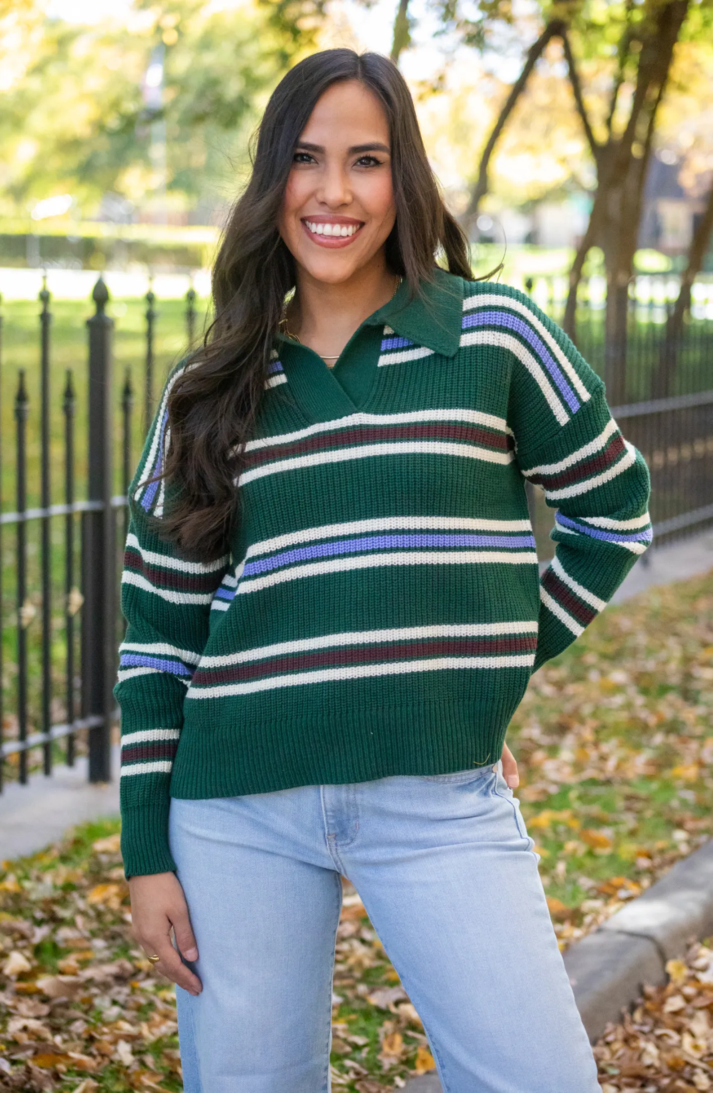 Morning Made Green Striped Sweater