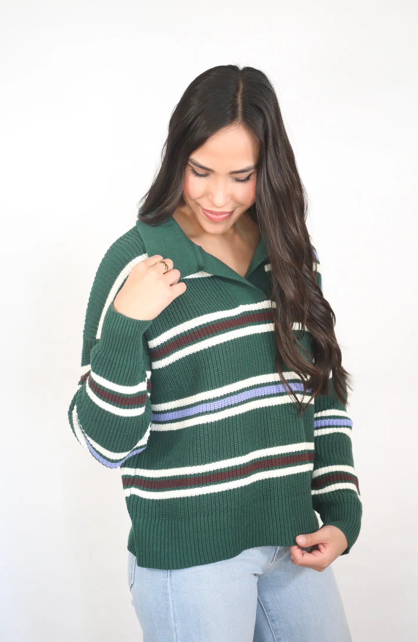 Morning Made Green Striped Sweater