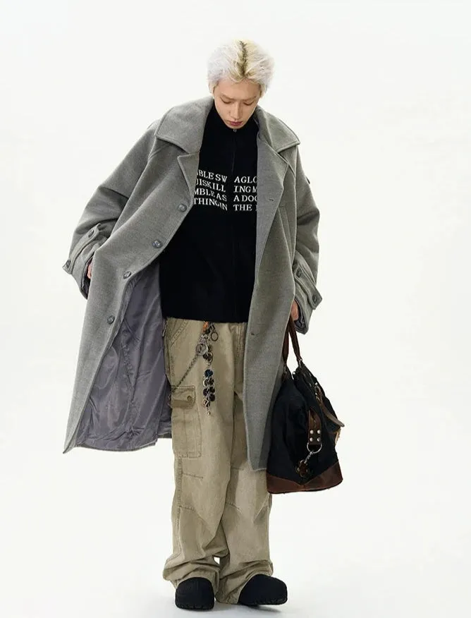 Oversized Panel-Layered Long Overcoat