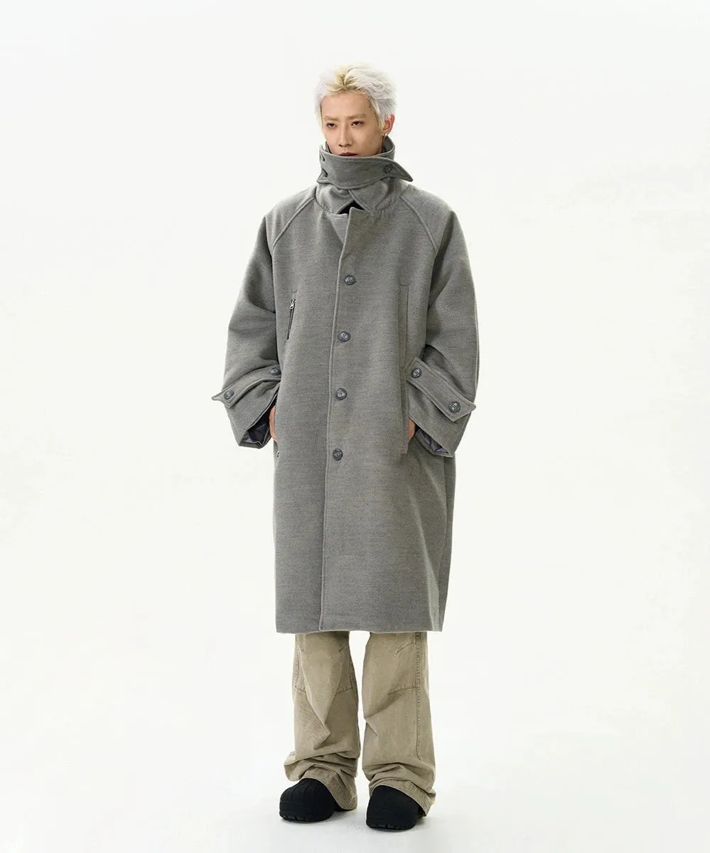 Oversized Panel-Layered Long Overcoat