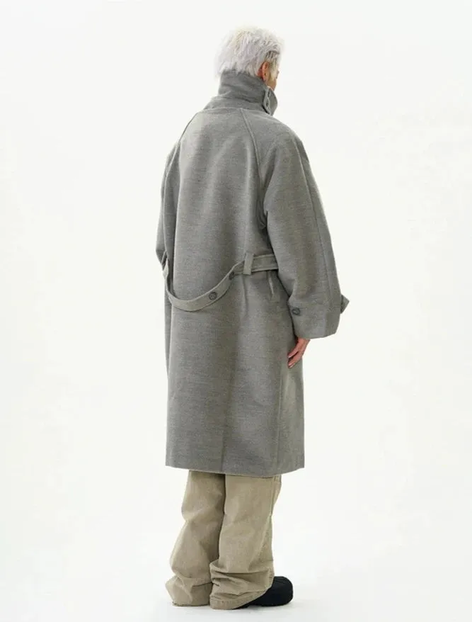Oversized Panel-Layered Long Overcoat