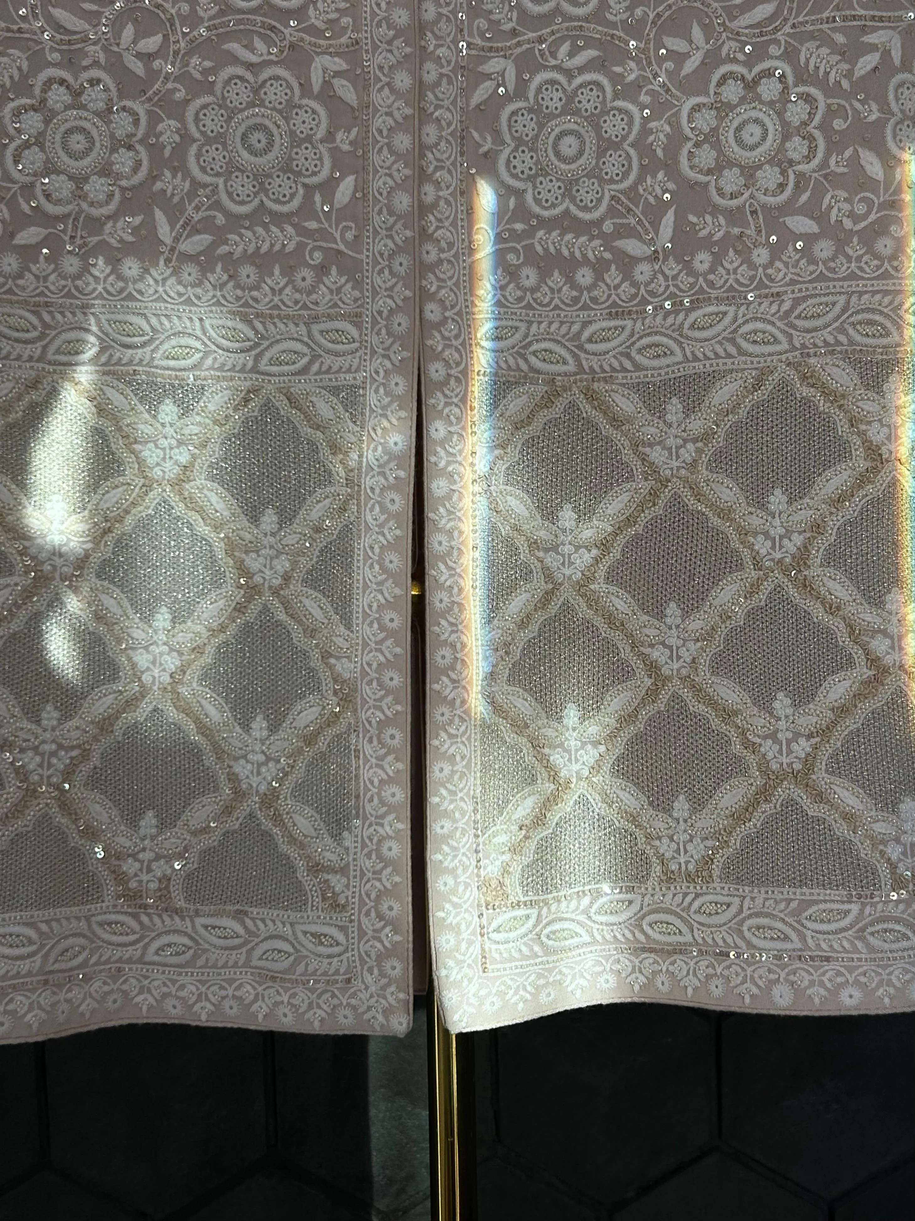 Peach Georgette Chikankari Gilet-Set