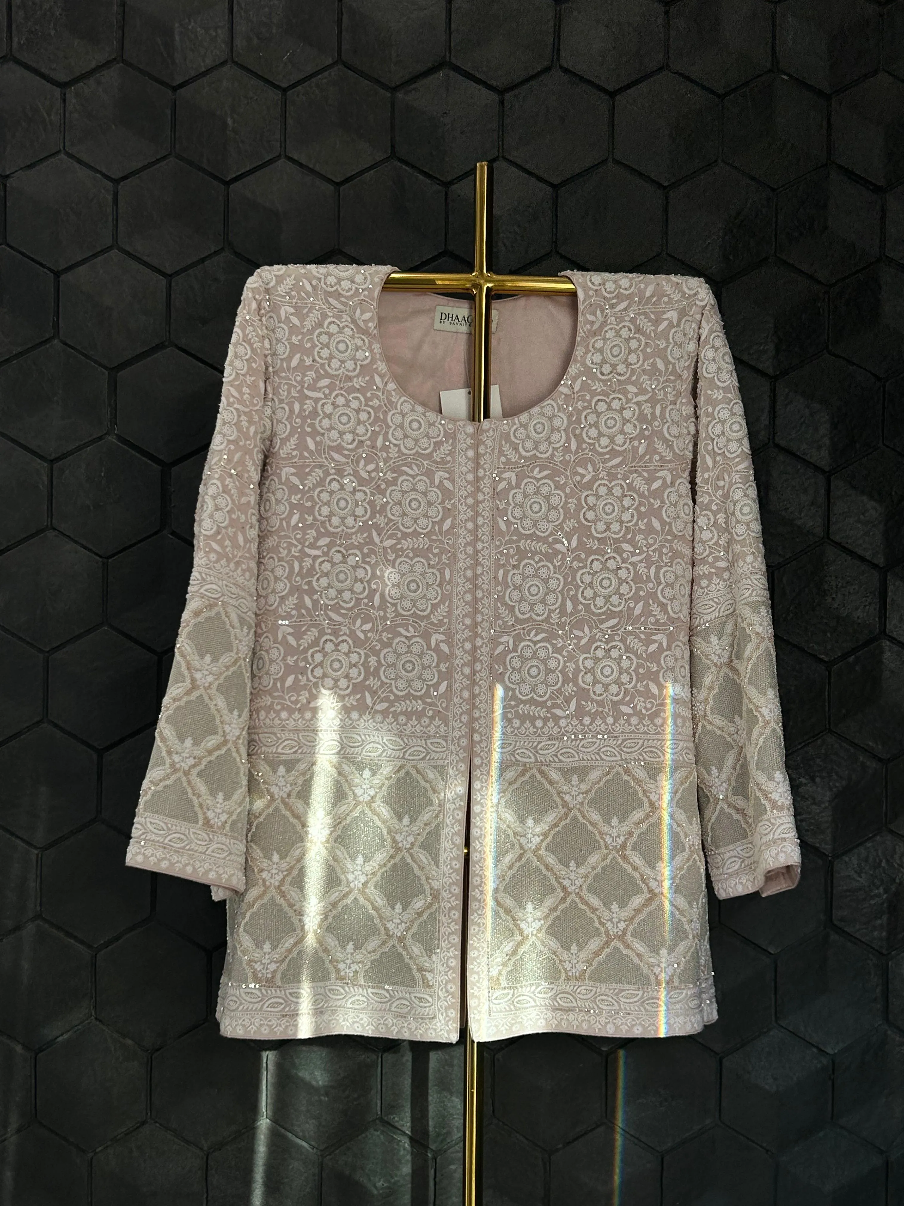 Peach Georgette Chikankari Gilet-Set