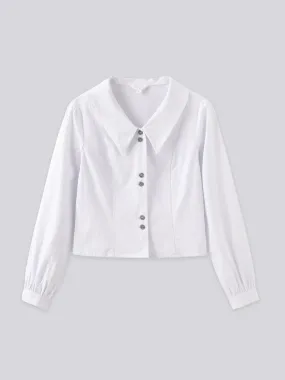 Pearl Double Button Crop Shirt