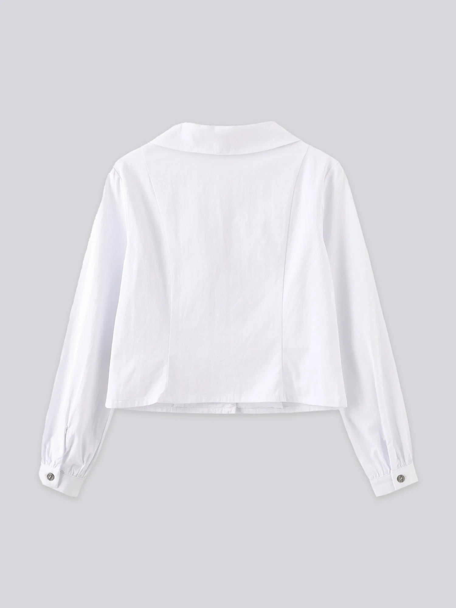 Pearl Double Button Crop Shirt