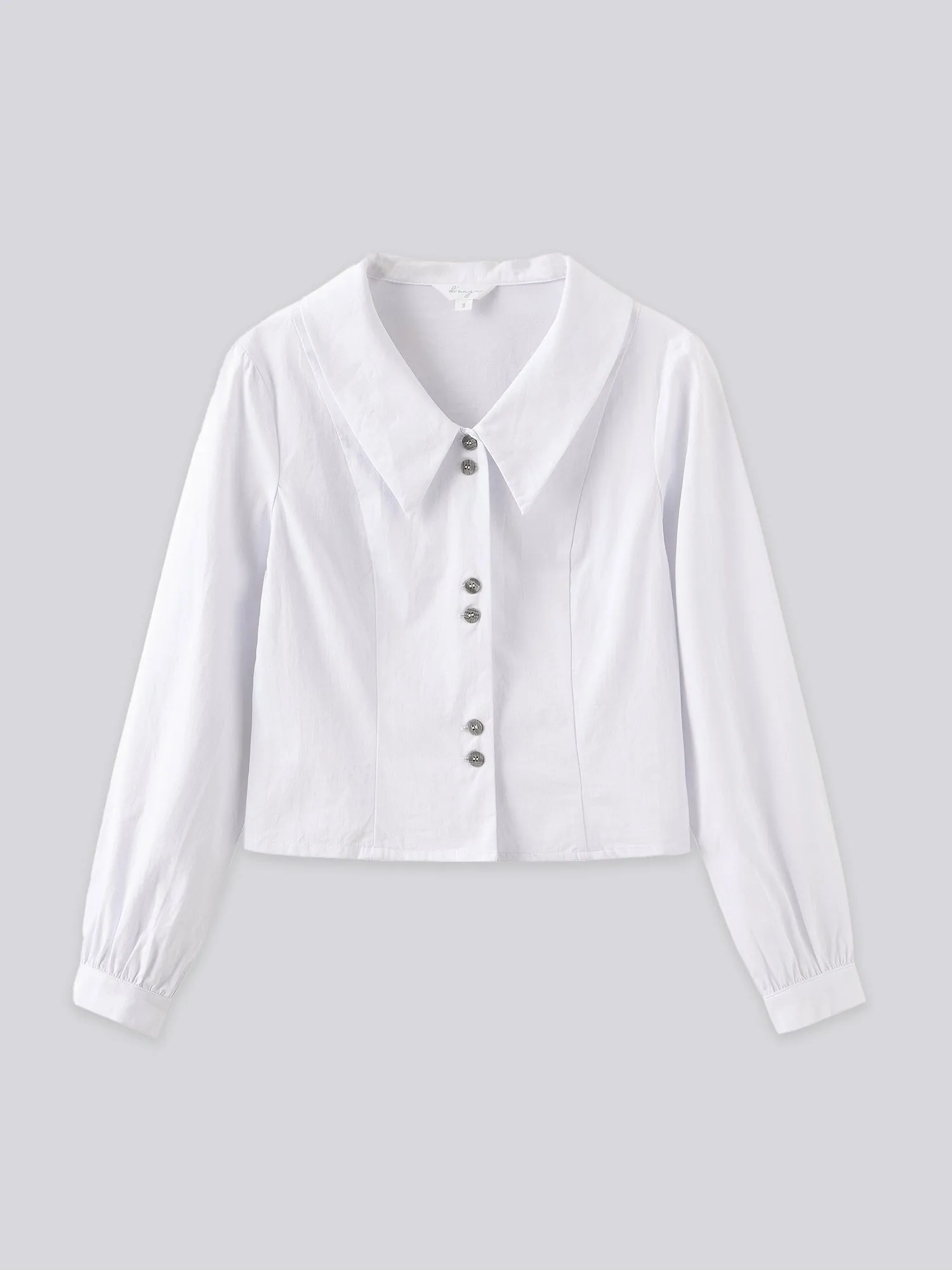 Pearl Double Button Crop Shirt
