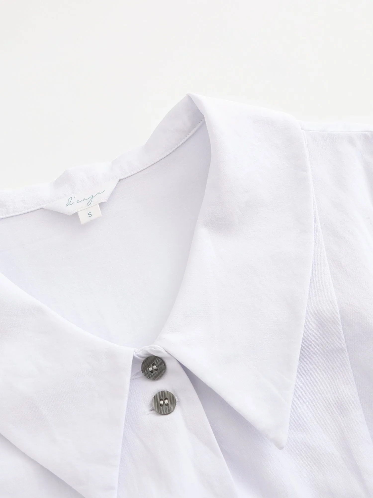 Pearl Double Button Crop Shirt