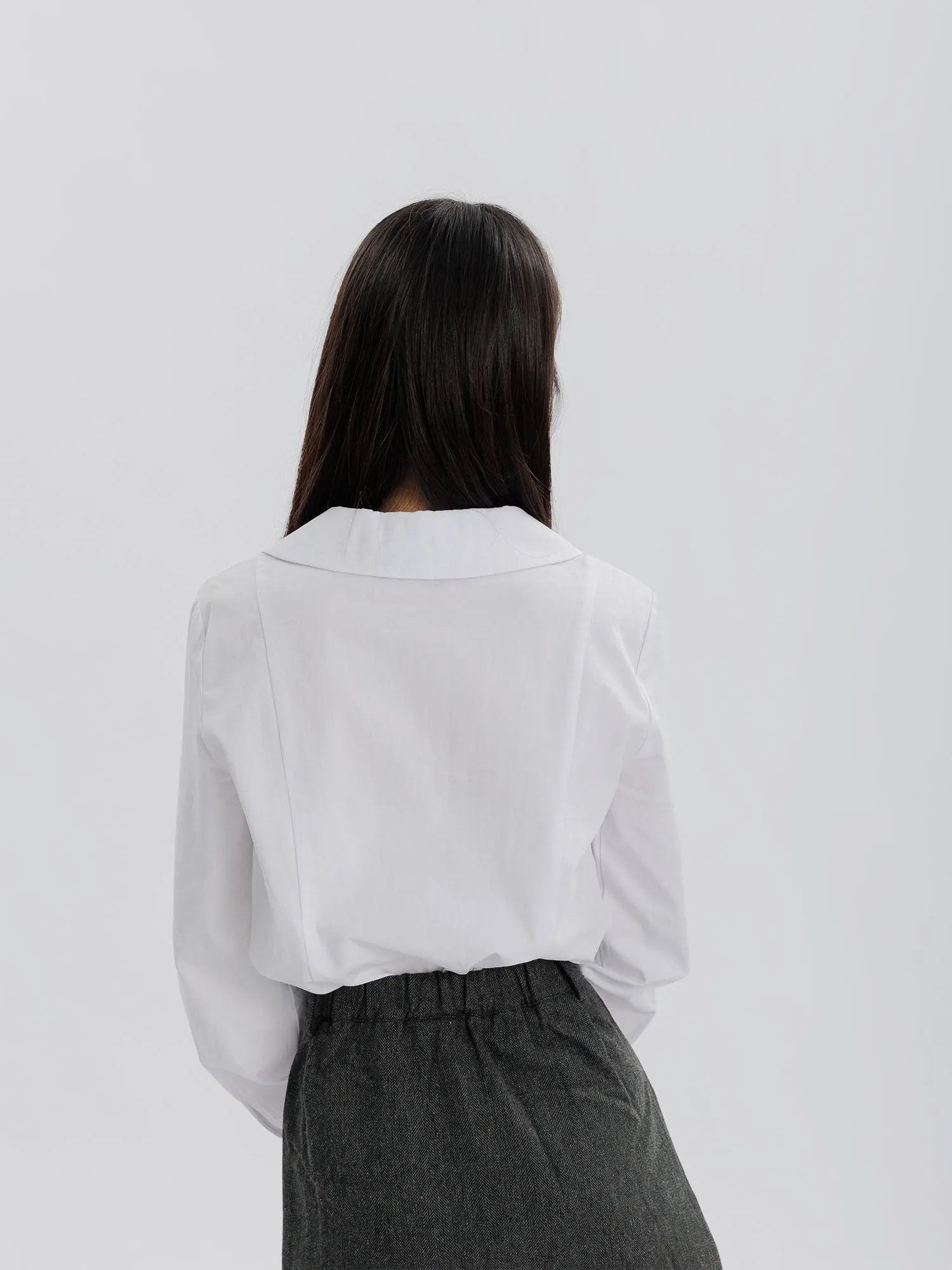 Pearl Double Button Crop Shirt