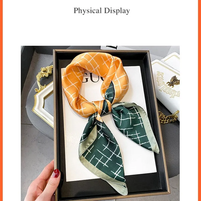 Silk Scarf Luxury Brand Designer Hair Scarf | Printed Head Scarf Hijab Shawl