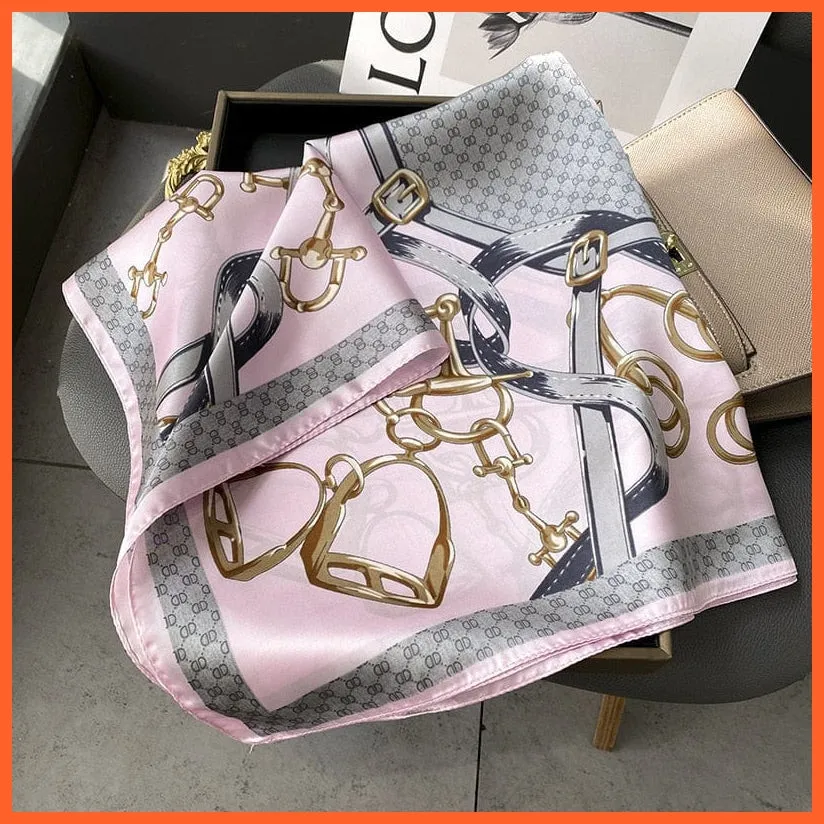 Silk Scarf Luxury Brand Designer Hair Scarf | Printed Head Scarf Hijab Shawl