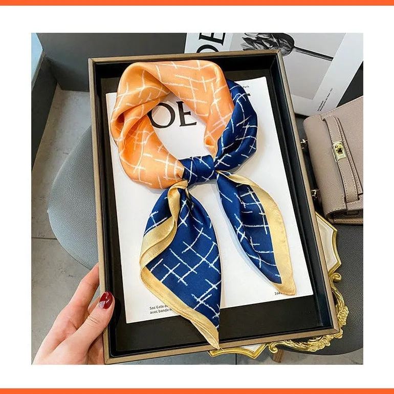 Silk Scarf Luxury Brand Designer Hair Scarf | Printed Head Scarf Hijab Shawl