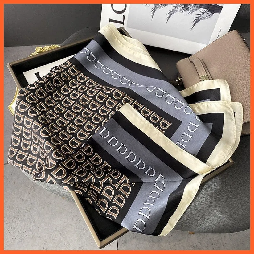 Silk Scarf Luxury Brand Designer Hair Scarf | Printed Head Scarf Hijab Shawl